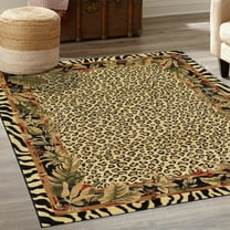 Unique Loom Wildlife Collection Area Rug - Jungle (6' 1" x 9' Rectangle Cream/Black)