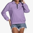 thumbnail image 4 of Ediodpoh Womens Sweatshirts Casual Solid Color Quarter Zip Stand Collar Long Sleeve Pullover Top for Modern Purple M, 4 of 9