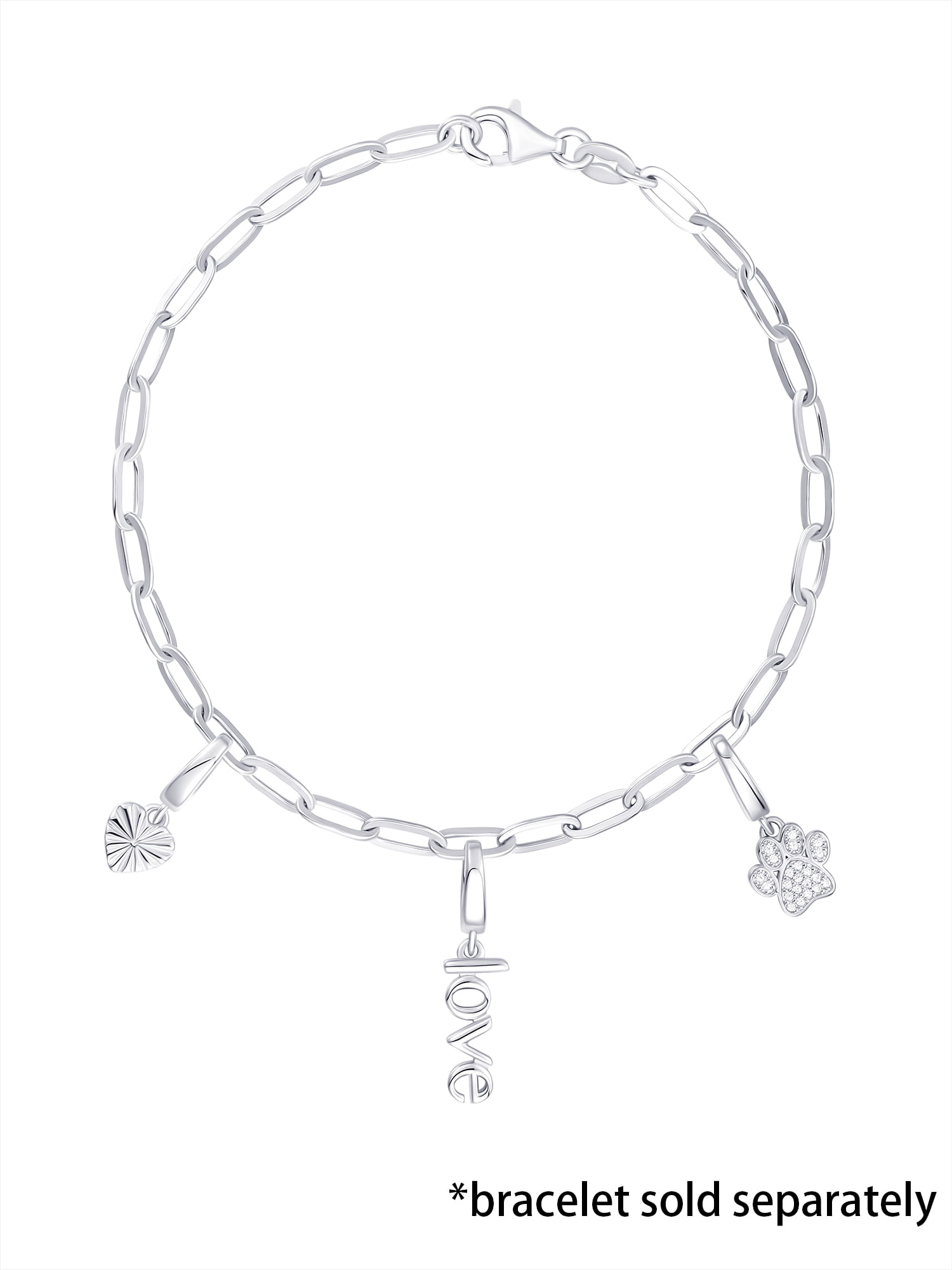 Brilliance Fine Jewelry Simulated Diamonds Dog Paw Charm Set in Sterling Silver
