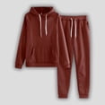 thumbnail image 2 of Bjutir Womens Solid Color Hooded Long Sleeve Sweatshirt With Pocket And Long Pants Set Fall Winter Outfit Set, 2 of 3