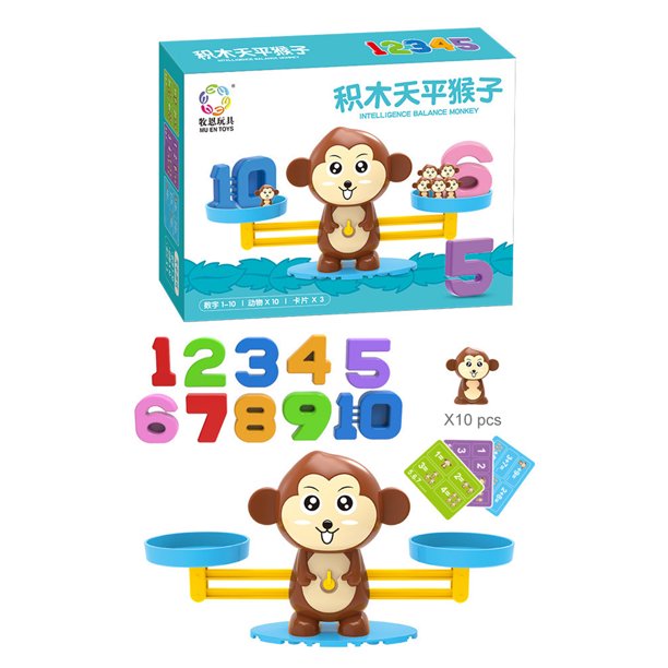Juguete de matemáticas duradero, juego de mesa de coincidencia de números de diseño lindo para estudiantes (mono marrón) Likrtyny libre de BPA