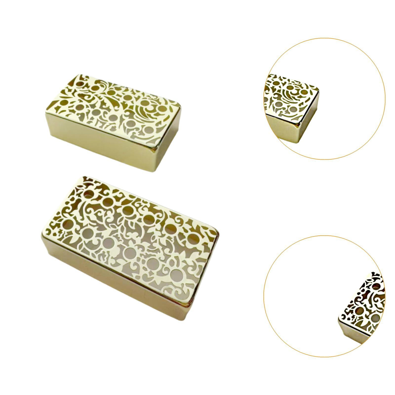 LeeQinersw 2 Pieces Guitar Pickup Covers Accessory Instrument Hollow Out Patterns Sturdy for Electric Guitars Engraved DIY Part Replaces Gold Carving