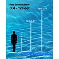 thumbnail image 2 of Telescopic Pool Cleaning Pole Adjustable 3.4 to 12 Feet Heavy Duty Professional Extension Pole for Skimmer Net Brush Rake Vacuum Head, 2 of 7