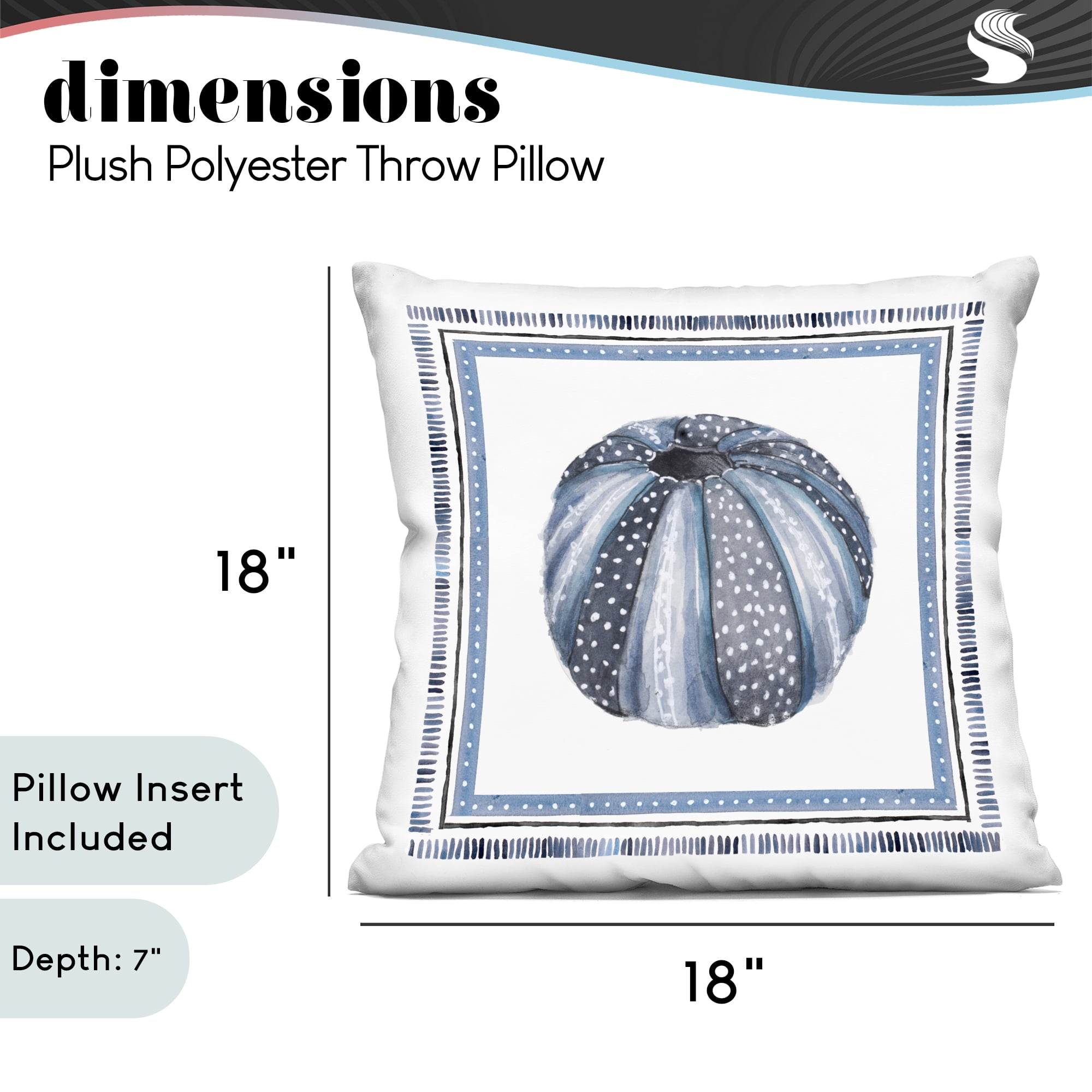 Stupell Industries Blue Bordered Sea Urchin Decorative Printed Throw Pillow, design by Lanie Loreth