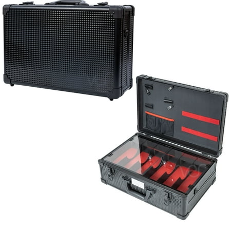 

Barber Travel Organizer Tool Box Shears Clippers Trimmers Case Black Ice Cube Large Key and Lock by VER Beauty-VBK00842