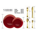 thumbnail image 6 of Crown Display™ 200 Piece Burgundy And Gold Rimmed Disposable Plastic Plates For Party And Cutlery Set - Service For 40, 6 of 6