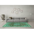 thumbnail image 3 of Ahgly Company Indoor Rectangle Medallion Turquoise Blue Traditional Area Rugs, 6' x 9', 3 of 4