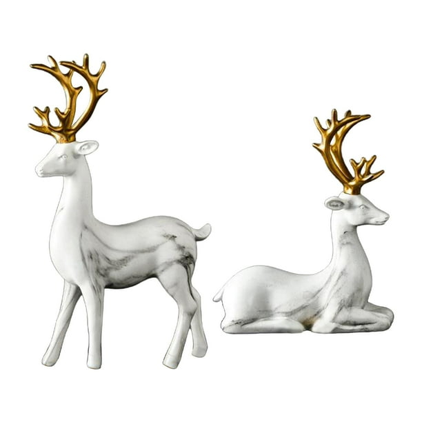 Estatua de pareja de resina, adorno para boda, regalo de boda, decoración de boda, alce blanco/dorado, ciervo Opción 1-Blanco