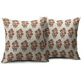 thumbnail image 2 of Burnt Orange Floral Block Print Pillow Covers 16x16 Set of 2 Chinoiserie Flower Leaves Outdoor Decorative Throw Pillows Farmhouse Pillowcases Linen Cushion Case Decor for Home Sofa Couch Bed, 2 of 6