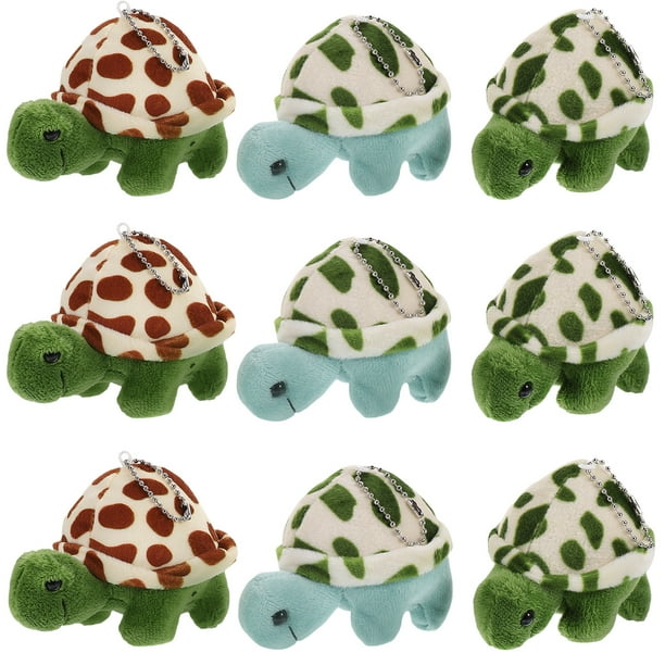 KAKOWELY 9 llaveros de peluche con forma de mochila, colgantes de peluche y decoración de llaveros de tortuga.