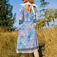 thumbnail image 5 of Mermaid Scale Pattern Canvas Flare Dress Square Neck Dress Elegant Female Fashion Printed Dress, 5 of 9
