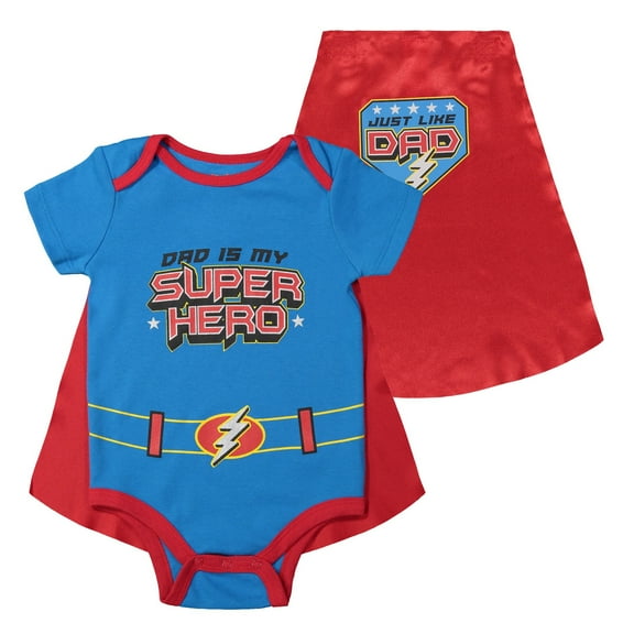 Father's Day Infant Baby Boys Costume Bodysuit and Cape Newborn to Infant