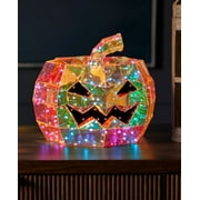 Seasonal LLC Halloween LED Lights - Prismatic Iridescent Orange Pumpkin 12 inch, Indoor Decoration, Bluetooth App-Based Control