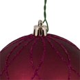 thumbnail image 2 of Vickerman 8" Plastic Swirl Ball Ornament in Matte/Glitter Berry Red, 2 of 3