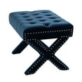 thumbnail image 4 of Inspired Home Quinn Velvet Button Tufted Nailhead Trim Ottoman Bench, 4 of 7
