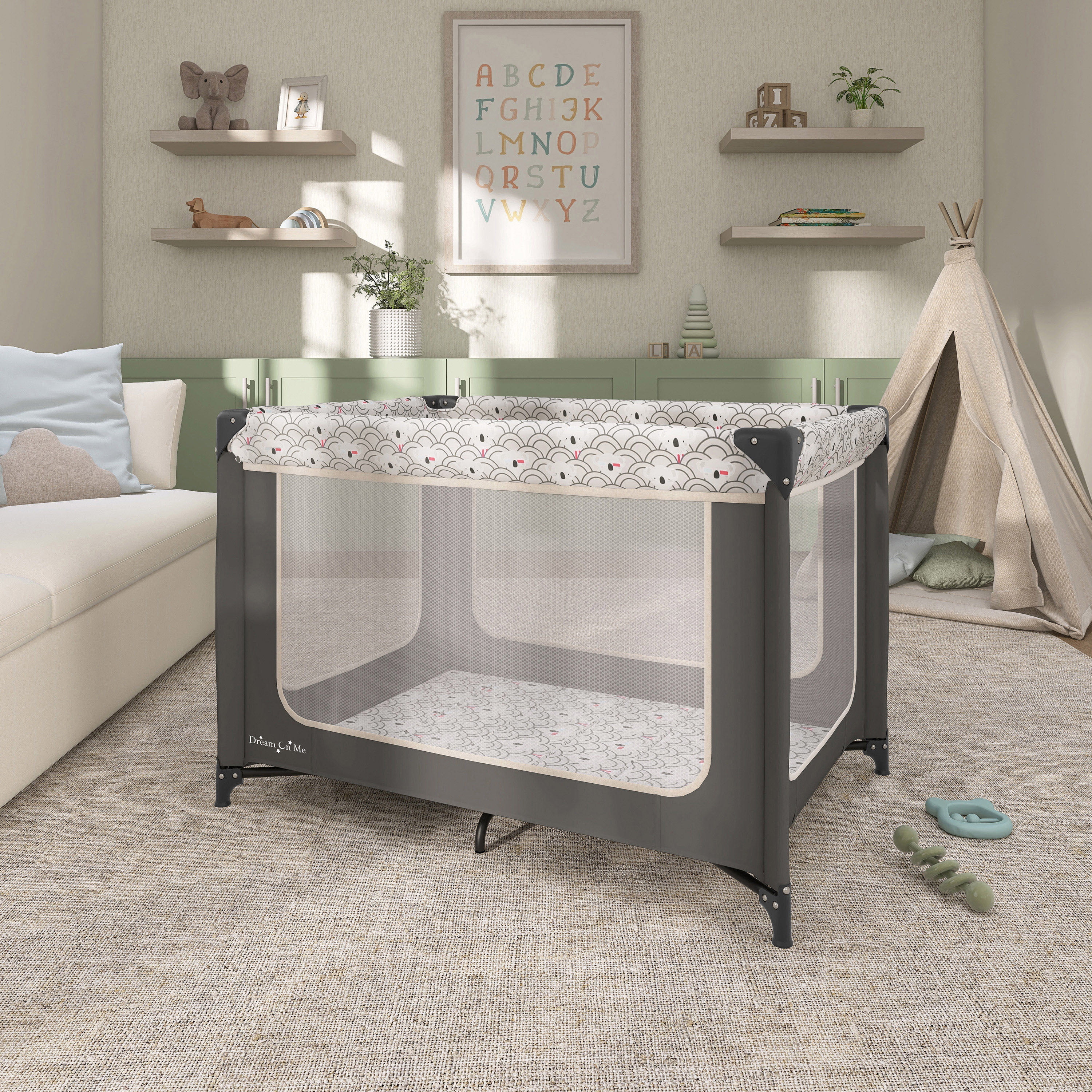 Dream on Me Zodiak Portable Playard with Carry Bag & Shoulder Strap, Grey, Unisex