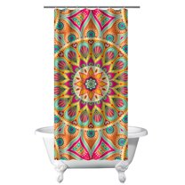 Boho Retro Floral Curtain 36x72, Quick-Dry Polyester with Plastic Rings, Cute White Daisy Bloom for Aesthetic Bathrooms