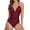 Red, variant on Women's Ruched One Piece Swimsuit Plunge Halter Monokini Long Torso Deep V Neck Bathing Suit Open Back Shirred Pleated Tummy Control Full&nbsp;Coverage Swimwear Red 4-6