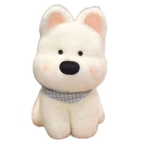 14Inch Puppy Doll White Plush Dog Toy with Realistic Features, Soft Stuffed Animal for Gifts