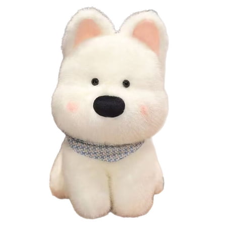 14Inch Puppy Doll White Plush Dog Toy with Realistic Features, Soft Stuffed Animal for Gifts