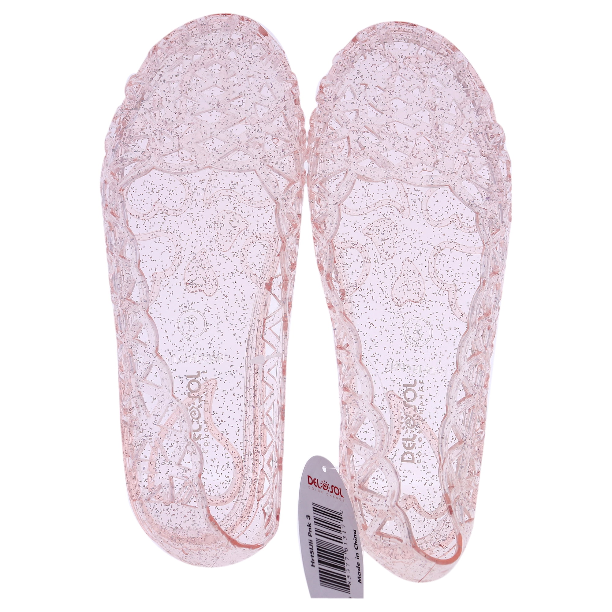 Delsol Heart Sole Girl Jellies Shoes 3 Pink