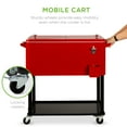 thumbnail image 3 of Best Choice Products 80qt Steel Rolling Cooler Cart w/ Bottle Opener, Catch Tray, Drain Plug, Locking Wheels - Red, 3 of 8
