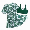thumbnail image 5 of TOWED22 Girls Swimsuit Halter Neck One Piece Bathing Suit with Tropical Printed Cover Up Skirt Girls' Swimwear Set 7-18Y(Green,12-13 Y), 5 of 8