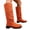 Orange, variant on KEVCHE Women's Slip on Knee High Boots, Plus Size Suede Round Toe Casual Design with Breathable Lining and Cushion Sole, Comfortable Boots for Daily Leisure Wear