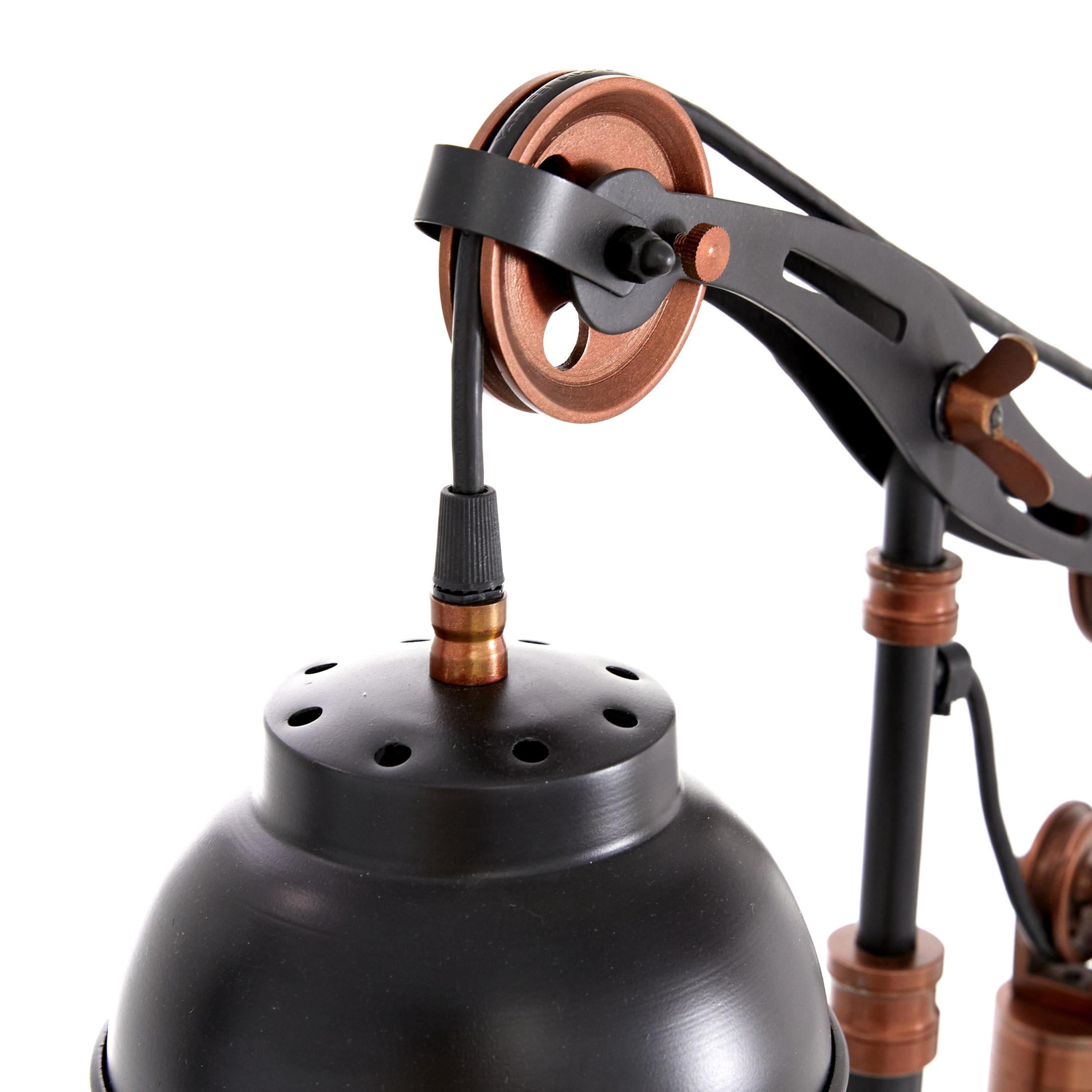 DecMode 24" Pulley Black Desk Lamp with Black Metal Shade