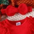 thumbnail image 6 of Bainana Girls Bodysuit Dress Newborn Plaid Print Long Sleeve Crew Neck Clothes Comfortable Soft Girls Outerwear With Headband Red Size 9-12 Months, 6 of 7