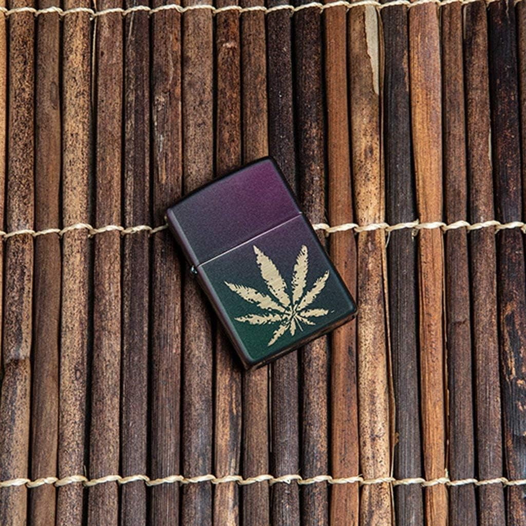Zippo Lighter - Personalized Custom Message Engraved on Back for Iridescent Leaf Windproof Zippo Lighter #49185