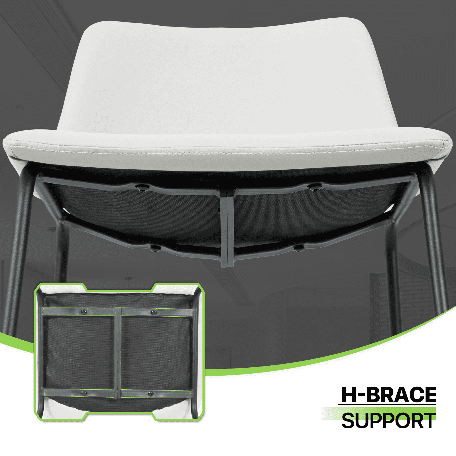Magshion Modern Barstools Set of 2, PU Leather Counter Height Bar Stools, Dining Pub Chairs with Padded Bucket Seat, White
