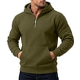 thumbnail image 6 of Luvrsol Mens Hoodies Quarter Zip Long Sleeve Solid Casual Pullover Hooded Sweatshirt S-3XL, 6 of 8