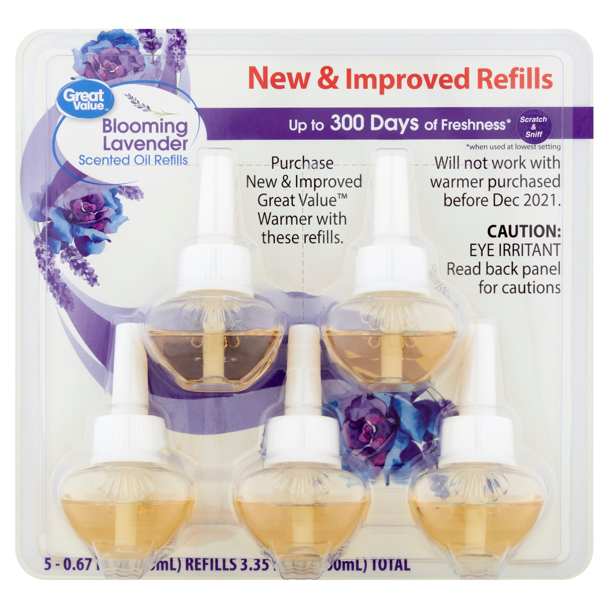 Great Value Scented Oil Refills, Blooming Lavender, 5 Count