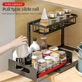 thumbnail image 3 of Mistaha 2-Pack Carbon Steel L-Shaped Kitchen Cabinet Storage Rack with Drainage Sink, 25kg Load Capacity, High Guardrail Design, Detachable, Pull-Out Drawer Basket, for Kitchen/Living Room/Bathroom,, 3 of 6