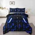 thumbnail image 2 of YST Ensemble de Douillette Gamer Adolescents Garçons Grand Lit, Bleu Marine Blue Buffalo, Noir Réversible, 2 of 7