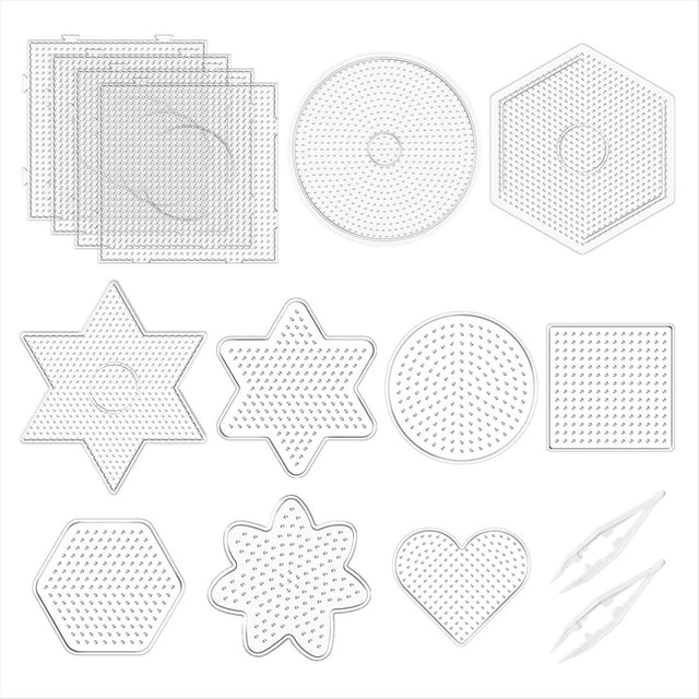 15 Piezas Tableros Perforados Cuentas de Fusible 5Mm,Tableros Fusibles PláStico,Kits Transparentes Grandes,Suministros Plantilla para Abalorios
