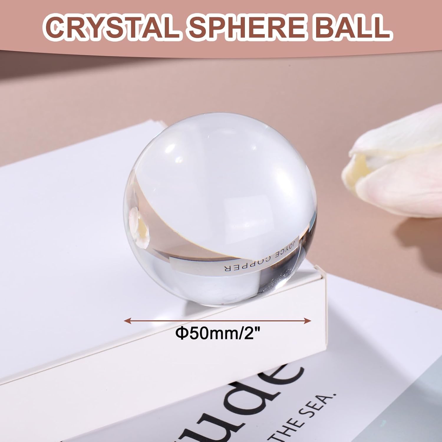 Boule De Cristal Claire K9 50 Mm Avec Support En Bois - Sphère Transparente Pour Photographie Créative, Décoration Maison, Cadeau - Très Lisse Et Brillante - 9
