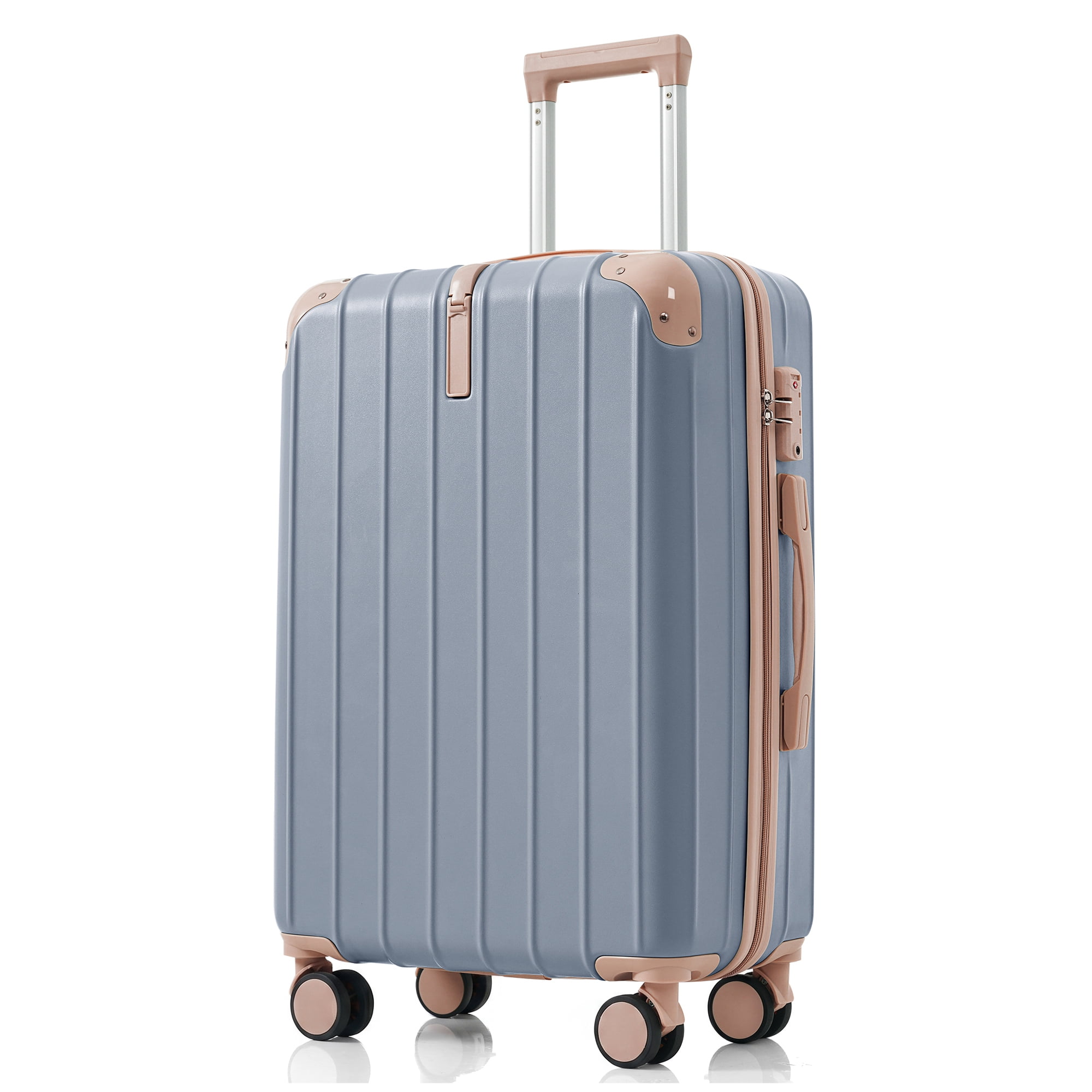 Euroco 3 Piece Luggage Sets, Lightweight Durable Hardshell Suitcase set with 360° Spinner Wheels,TSA Lock & Side Hooks,Large Checked Travel Suitcase for Family,Light Blue