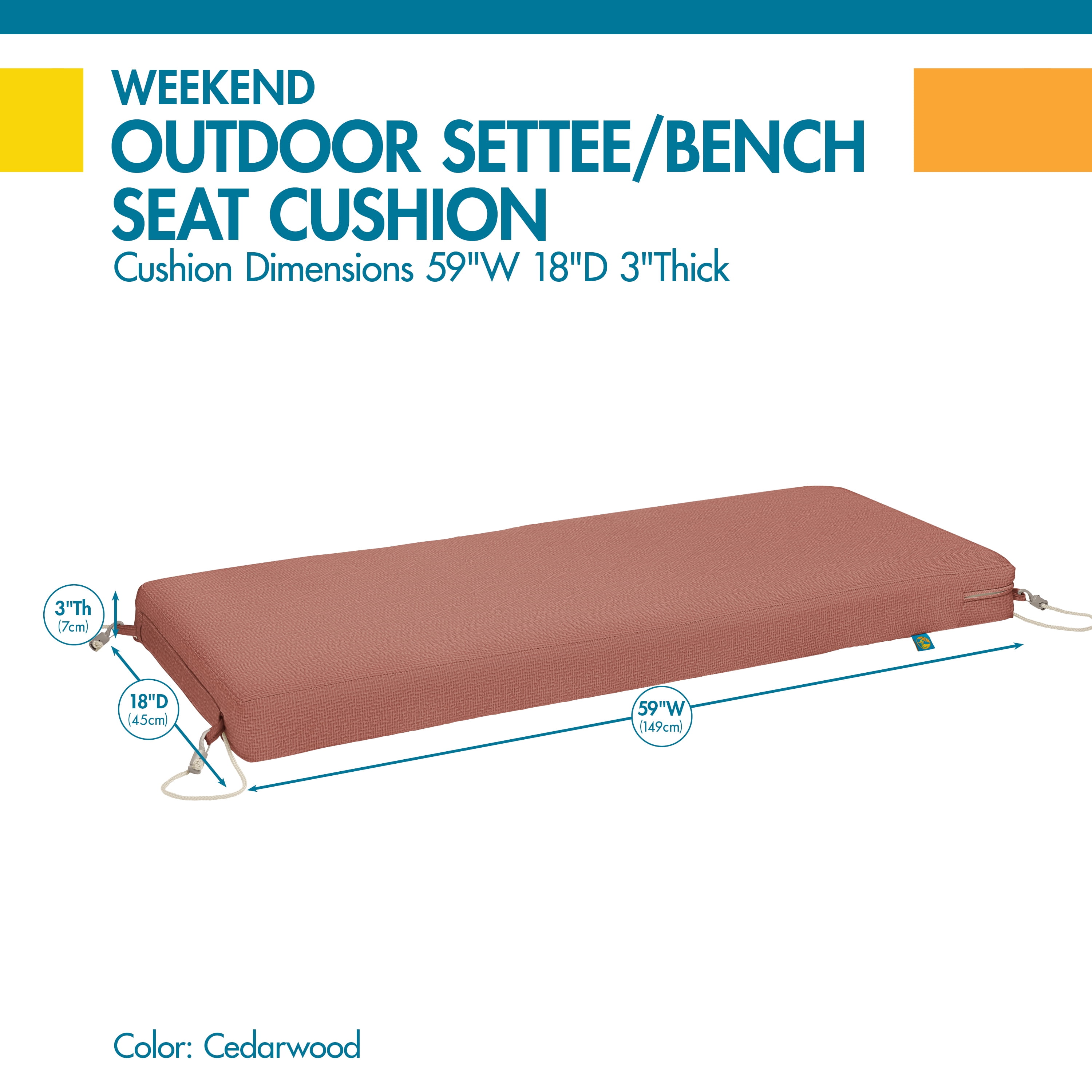 DUCKCOVERS® Weekend All-Weather Outdoor Bench Cushion