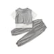 thumbnail image 1 of Guardurnaity Conjunto de 2 piezas de ropa de verano para niñas y adolescentes, camiseta de empalme de manga corta, pantalones, ropa, chándal, conjuntos de ropa Gris 170cm, 1 of 6