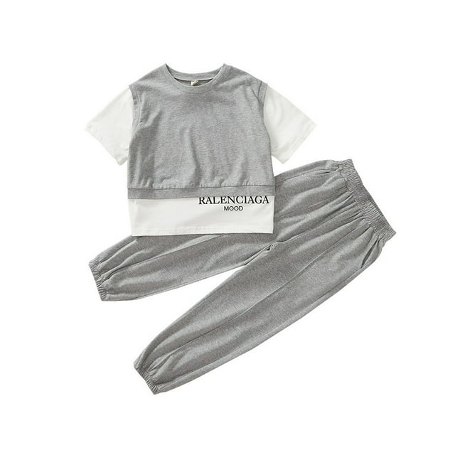 Qarigey Conjunto de ropa de verano para niñas, camiseta de manga corta, pantalones de cintura elástica a la moda, ropa deportiva de algodón, Type3 NO3
