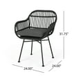 thumbnail image 3 of Kearney Chaises en Osier Tressé d'Extérieur avec Coussins (Ensemble de 2), 3 of 8