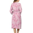 thumbnail image 2 of Yuyamidu Pink Ribbon Womens Robes Lightweight 3/4 Sleeves Bathrobe Breast Cancer Awareness V Neck Sleepwear Women's Mid-Length Robe Nightgrown Size XL, 2 of 7