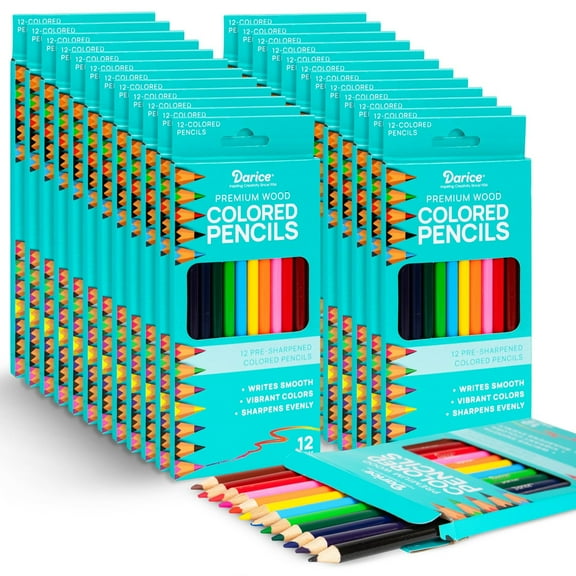 Darice Colored Pencils Bulk, 24 Packs 288 Count 12 Colors, Pre-Sharpened Kid Coloring Book Pencils Set, Arts & Crafts School Supplies for Kids
