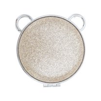 Unique Bargains 1 Pc Women Bears Style Makeup Mirror for Travel Vacation Light Gold Tone Aluminum Mirror PU Leather