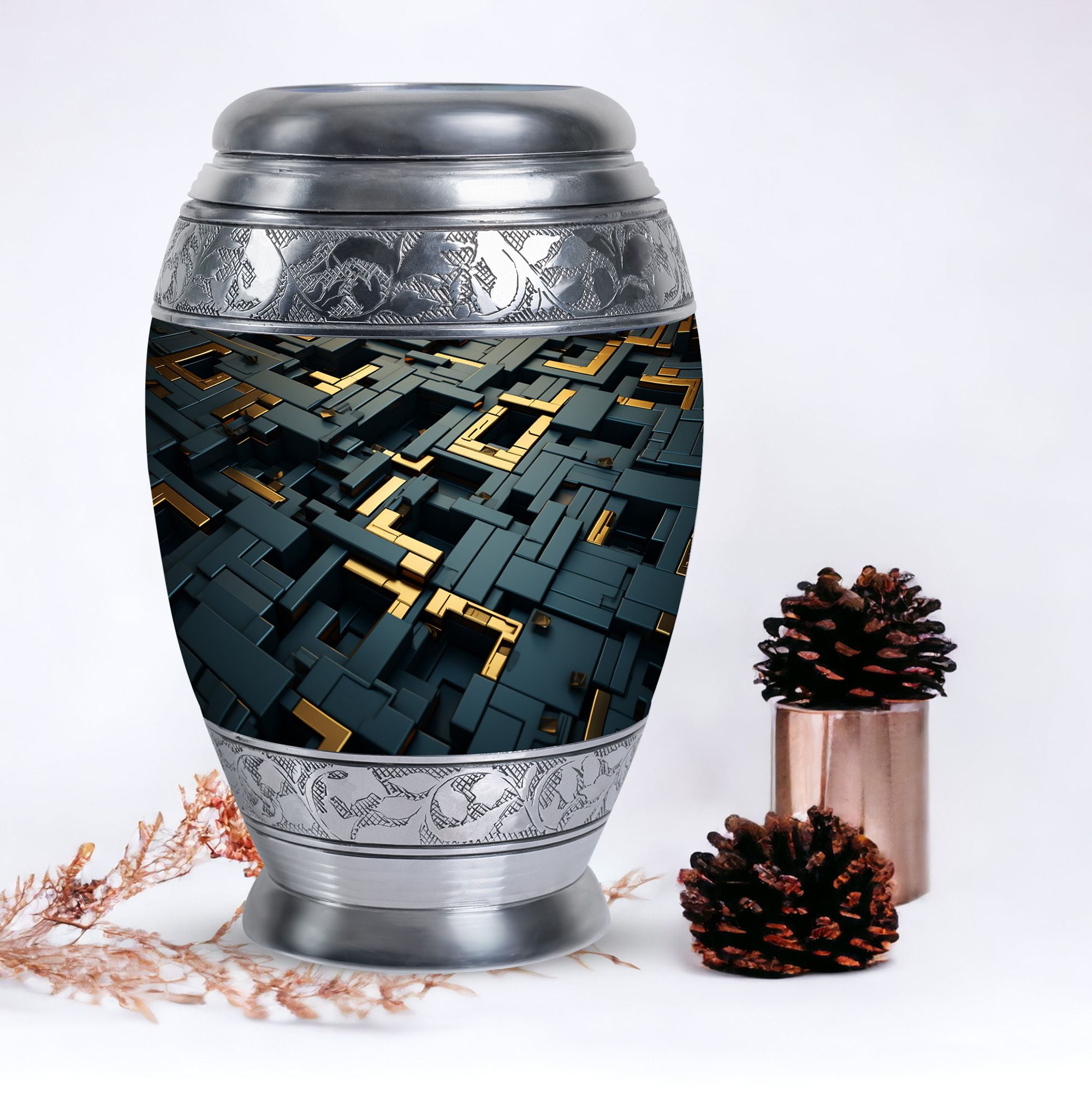 Circuitry Shimmer Cremation Urns For Human Ashes, 10inch Large Urns For Human Ashes, Decorative Urn, Memorial Urn, Funeral Ashes For Women, Urn For Mom, Urns For Human Ashes Adult Male