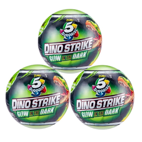 ZURU 5 SURPRISE DINO STRIKE GLOW IN THE DARK (3 Pack) by ZURU Plastic Ages 3 and up