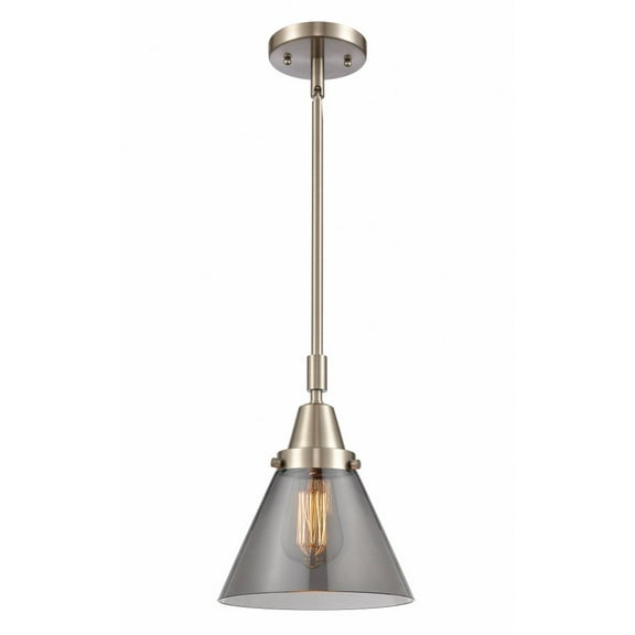 447-1S-SN-G43-Innovations Lighting-Cone - 1 Light Stem Hung Mini Pendant In Industrial Style-11.13 Inches Tall and 8 Inches Wide-Brushed Satin Nickel
