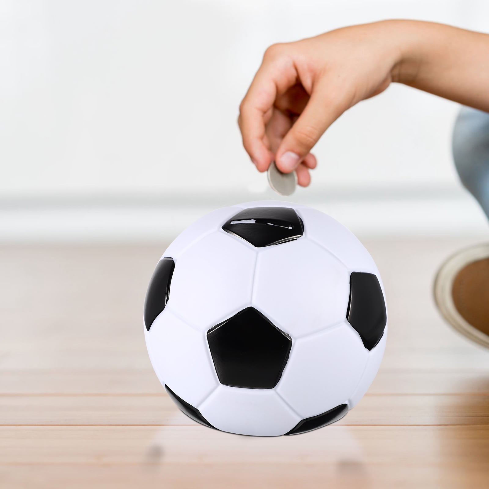 FRCOLOR Football Piggy Bank Soccer Money Bank Cartoon Coin Jar For Kids Sports Themed Adornment,White Home Decor